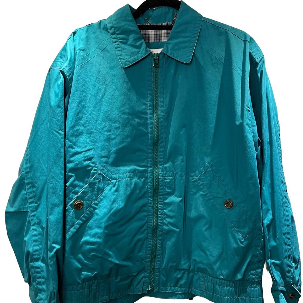Vintage London Fog Bomber Jacket Green/Teal Men's Size Small Zip Up